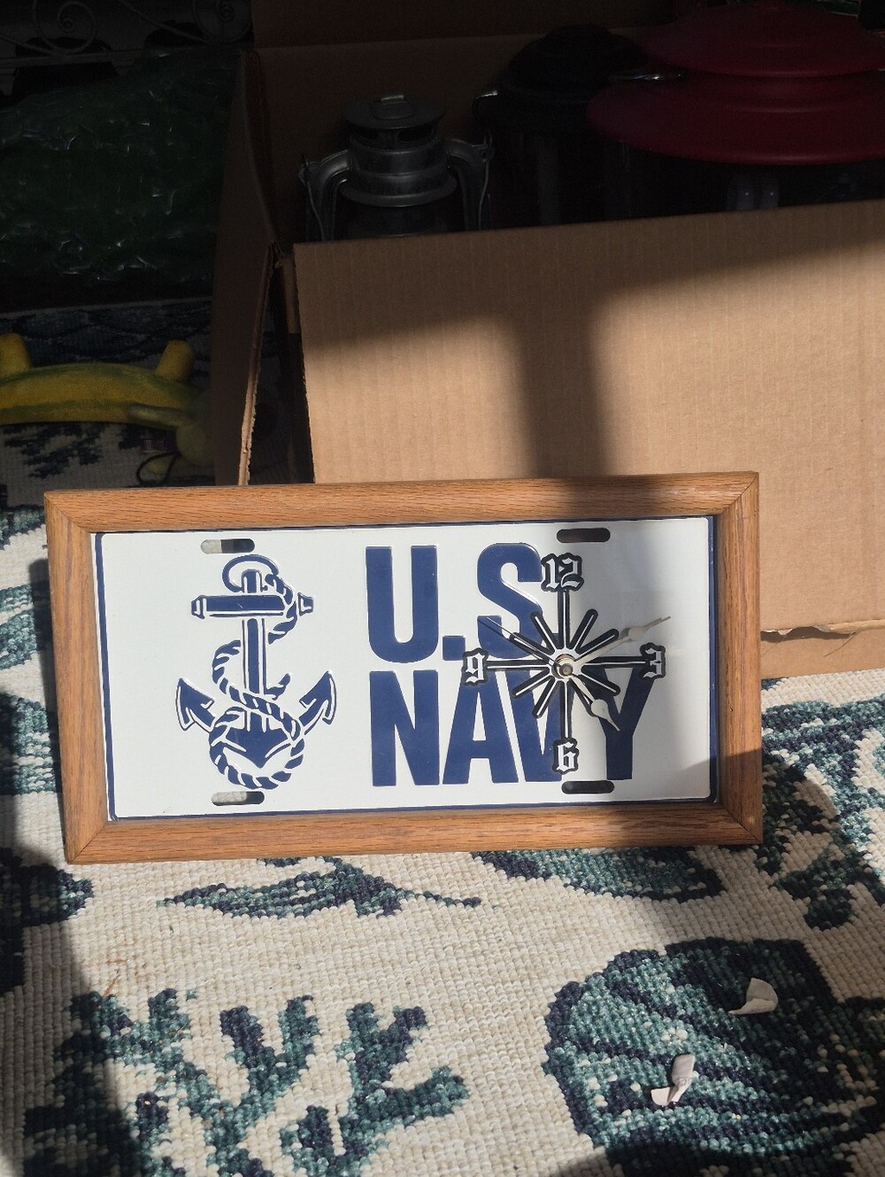 U.S. Navy Framed Sign - Navy Blue on White